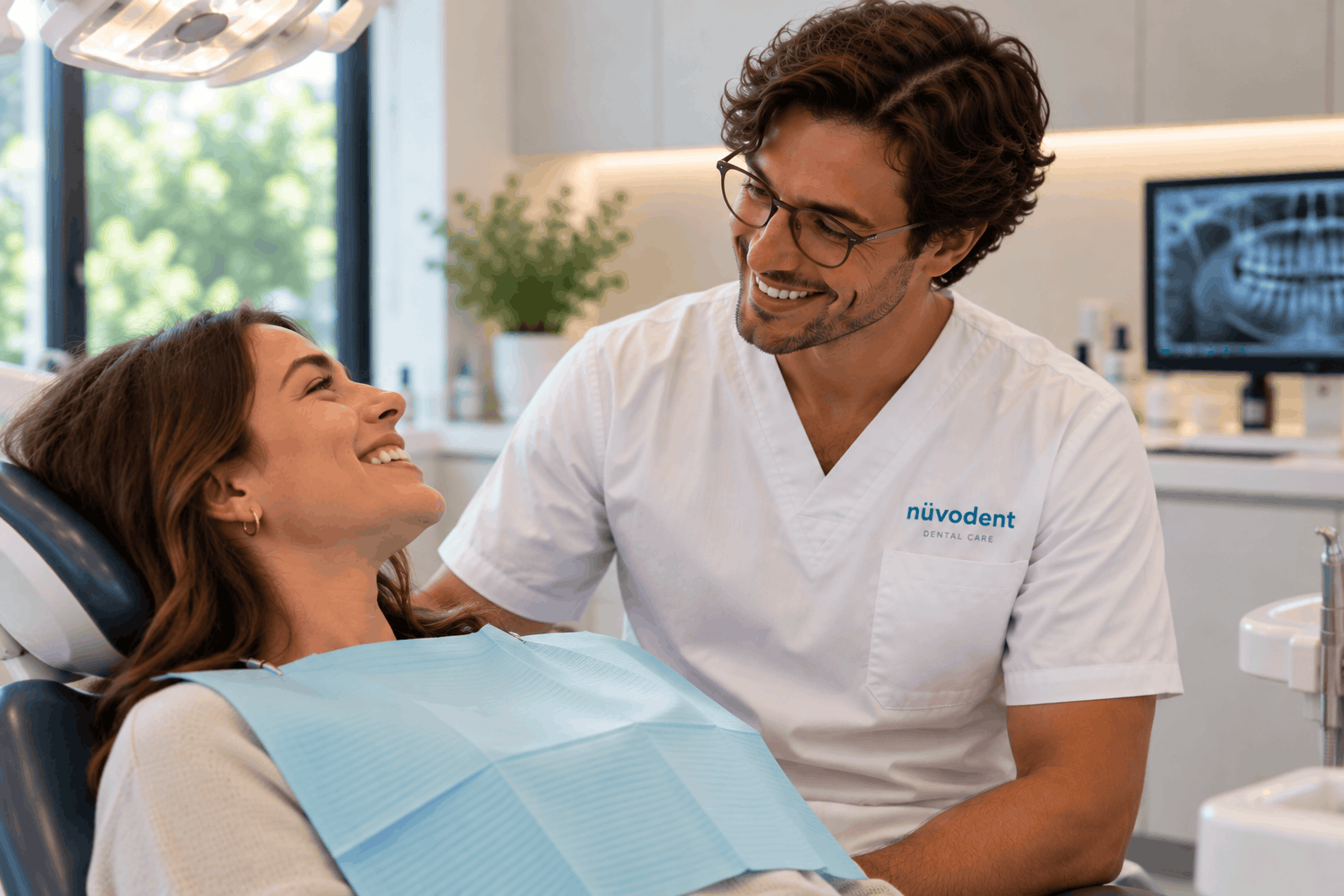 English-speaking dentist with a patient at Nüvodent in Antwerp